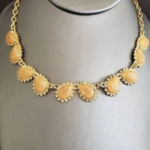 Kate Spade Necklace Gold Plated with Pale Pink Teardrops Surrounded by Crystals - Picture 1 of 7