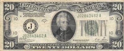 USA / Kansas City , MO  $20  Series of 1928 B   Circulated Banknote RR3 - Image 1 of 2