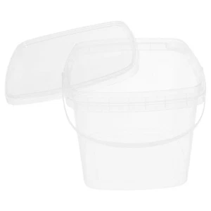 Square Food Bucket Plastic Paint Can with Lid and Handle Clear Food Storage - Picture 1 of 12