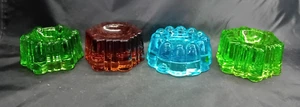 4 Colourful Antique Glass Piano Silencers Insulators, Castor Cups - Picture 1 of 7