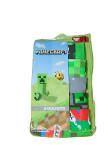 Minecraft Boys Cotton Briefs Underwear Youth Size 4 Assorted 5pk - Picture 1 of 2