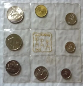 1972 SAN MARINO - FIRST OFFICIAL BU MINT SET (8) w/ SILVER 500 LIRE - SEALED - Picture 1 of 11