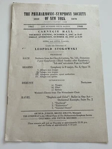 Inserto del programa de la Sinfonía Filarmónica de Nueva York 1947-48 de colección - Imagen 1 de 3