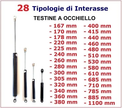 PISTONE molla a GAS Testine a OCCHIELLO 28 Tipi di Interasse - PISTONI RICAMBIO - Immagine 1 di 3