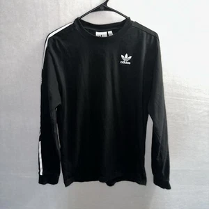Adidas T Shirt Men’s Small Black White Striped Long Sleeve Crew Neck Casual - Picture 1 of 9