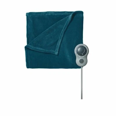 Sunbeam QUEEN Size Electric Microplush Heated Blanket Legion BLUE Cozy Plush Sof - Image 1 of 4