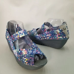 Bernie Mev Lulia Womens 38 / US 7 Multi Blue Woven Wedge Mary Jane Comfort Shoes - Picture 1 of 18