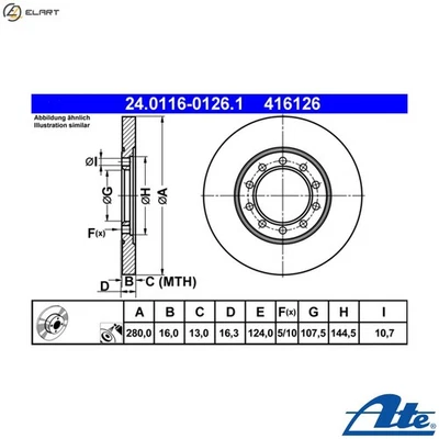 2x BRAKE DISC 24.0116-0126.1 FOR FORD TRANSIT/Van/Platform/Chassis/Bus 2.4L 4cyl - Image 1 of 4