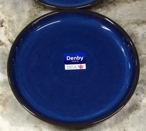 Denby Imperial Blue Plates. Set Of 2. Made In England. 8 Inch Round. New. - Picture 1 of 12