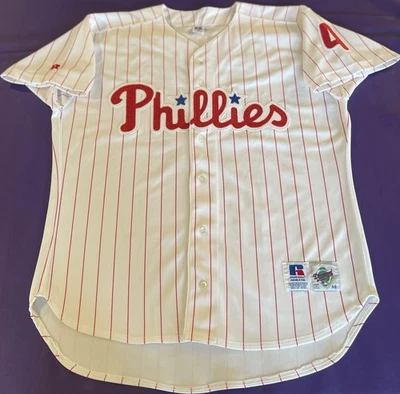 Auténtica camiseta Lenny Dykstra #4 Philadelphia Phillies on Field Russell 48 Foto 1 de 4