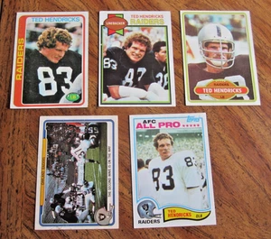 Ted Hendricks Lote de 5 DIFERENTES Tarjetas Coleccionables NFL Fútbol Oakland Raiders - Imagen 1 de 2