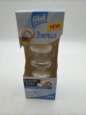 Запасные части для ароматических масляных свечей Glade, чистое белье, упаковка 3 шт. новые из старых запасов запечатанные - Изображение 1 из 2