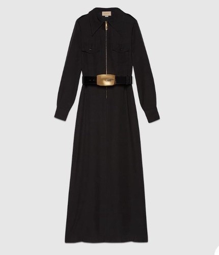 GUCCI RUNWAY MAXI ABITO CON CINTURA PREZZO DI LISTINO £2980 Taglia IT44 NUOVO CON ETICHETTE