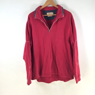 Logan яхтинга мужской джемпер 1/4 молнии размер L красный длинным рукавом воротник хлопок 123924 - Изображение 1 из 4