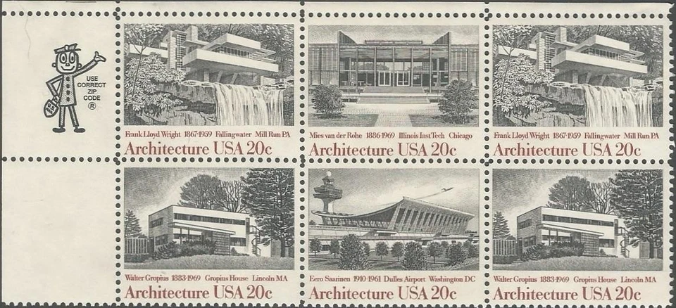 Zip Block of 6 stamps - Scott 2019-22 - 20 cent - Architecture - 1982 - MNH - Image 1 of 1