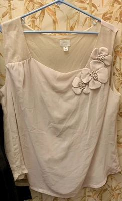 Blusa floral Erin Fetherston para mujer 1X beige lentejuelas nailon Foto 1 de 4