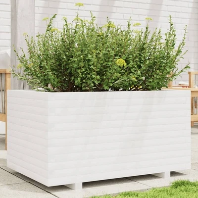 Garden Planter White Solid Pinewood 90x60x49.5 cm Raised Planter Large - Image 1 of 4