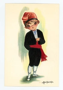 Postal Bordada Española Ojos Grandes Niño Tradicional Fransisca Gallarda - Imagen 1 de 2