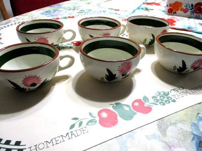 Set of 6 Vtg. Stangl Pottery Tea cups Thistle Pattern 3 3/4" Very Nice - Image 1 of 4