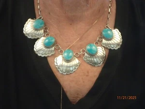 925 Silber Kingman Türkis Choker Halskette Chaco Canyon Neu - Bild 1 von 11