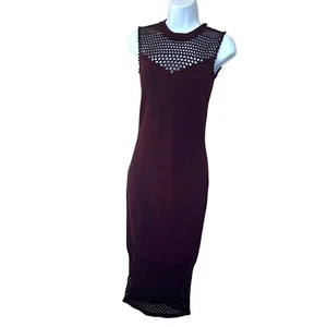 Bailey 44 burgunderrot Midikleid XS figurbetont ärmellos Netz Karriere Designer 248 $ - Bild 1 von 5