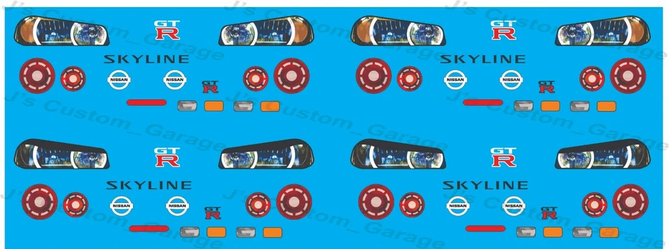 Skyline R34 paquete de luz blanco tóner tobogán de agua calcomanía para diecast personalizado 1/64 Foto 1 de 1