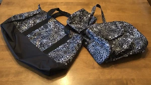 Reisetaschen Set 3-teilig schwarz mit Reißverschluss & Taschen Handgepäck Handtasche Set - Bild 1 von 7