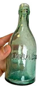 Antique J McLaughlin Blob Top Soda Bottle NYC Applied Double Collar New York - Picture 1 of 24