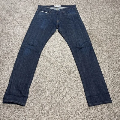 Baldwin Kansas City Jeans Mens 32 Dark Wash The Rogan Denim Buttonfly 34 X 34 - Image 1 of 4