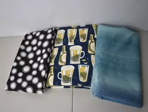 Lot of 3 Fabric Pieces Cotton Snuggle Flannel JOANN Beer Stripes Crafts Sewing - Picture 1 of 5