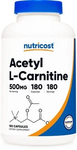 Nutricost Acetyl L-Carnitine 500mg, 180 Capsules - Non-GMO and Gluten Free - Picture 1 of 5