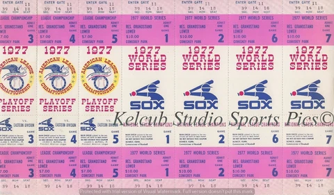 1977 Chicago White Sox REPRO Uncut ALCS & World Series Tix Ticket Art 8.5x11 or+ Cover