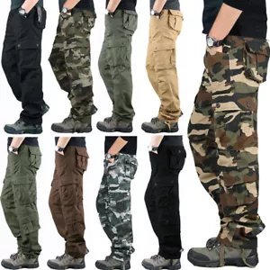 Herren Tarnung Arbeit Cargohose Armee Militär Outdoor Angeln Campinghose Camouflage - Bild 1 von 25