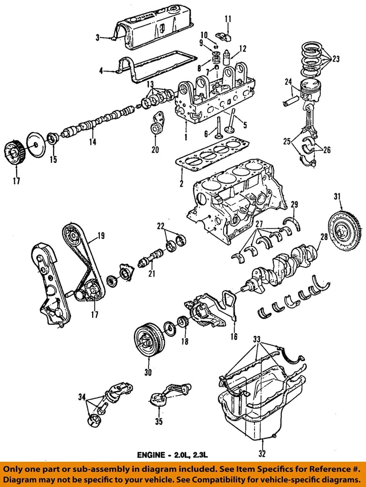 Peças de motor Ford OEM 86-92 Aerostar - Junta da panela de óleo E69Z6710C - Imagem 1 de 1