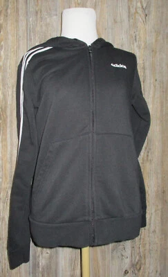 Adidas Womens Sz Medium Black White Hoodie Zip Sweatshirt - Image 1 of 4