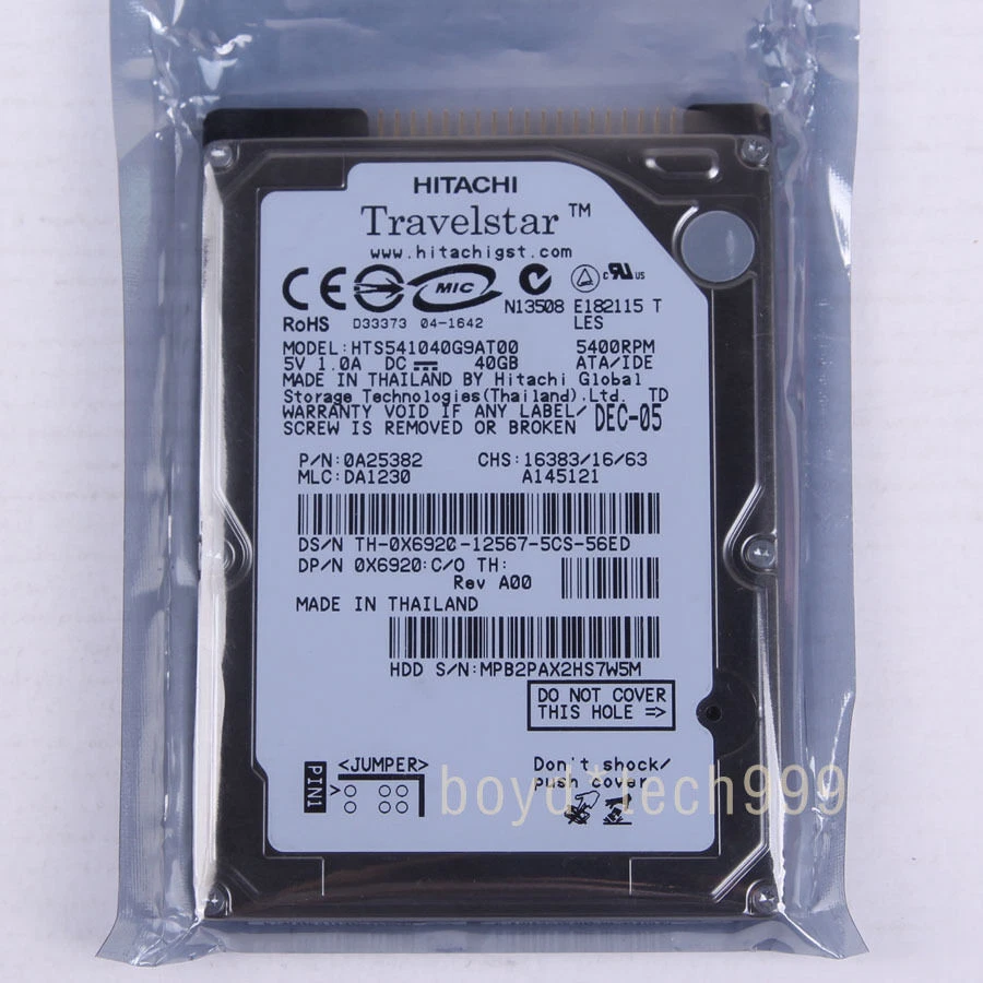 HITACHI 2.5" 40 GB IDE/PATA 5400 RPM 8 MB HDD HTS541040G9AT00 Laptop Hard Driver - Image 1 of 1