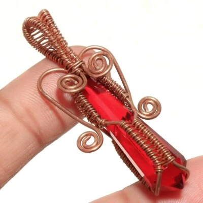 Ciondolo in rame con pietra preziosa granato del Mozambico fatto a mano gioie... - Immagine 1 di 4