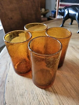 Artland? Vaso Iris Highball, Juego de 4 - Ámbar 5 3/4" Alto Excelente Estado  Foto 1 de 4