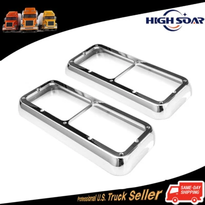 Par de bisel de faros LED cromados 4x6 aptos para Kenworth T400 T600 T800 W900B W900L Foto 1 de 4