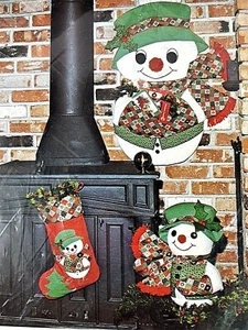 The Gingham Goose CHRISTMAS Sewing Pattern # 020 HOLLY JOLLY SNOWMEN Stocking - Picture 1 of 3