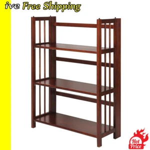 3-Tier Stackable Folding Bookcase Storage Display Shelf Shelving Unit Office US - Picture 1 of 3
