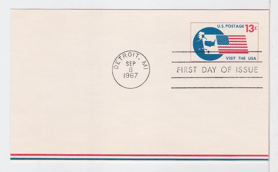 TurtlesTradingPost- Visit the USA Airmail Postal Card- 1967 - #UXC8 FDC - Image 1 of 1