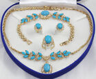 Women Jewelry 18K Gold Plated Crystal Bracelet Necklace Earring Ring Wedding Set