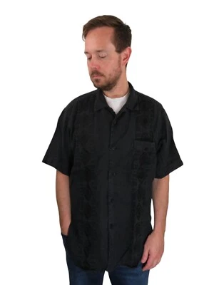 Vtg Guayabera Linen Embroidered Mexican Cuban Cigar Loop Collar Shirt Mens Sz XL - Image 1 of 4