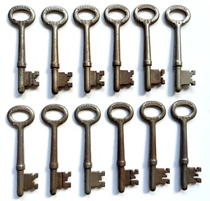 RARE LOT OF 12 ANTIQUE ALL SARGENT ALL DIFFERENT NUMBERS 2 3/4" SKELETON KEYS - Imagen 1 de 8