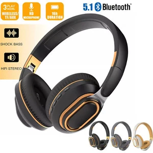 Wireless Bluetooth 5.1 Headphones Over Ear LED Headset Stereo Noise Cancelling - Afbeelding 1 van 15