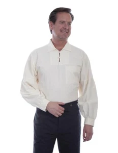 Scully Western Shirt Mens L/S Gathered Rangewear Natural F0_RW321 - Picture 1 of 2