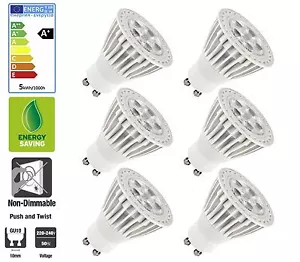 Paquete de 6: Bombillas LED Allcam 5W GU10 Ahorro de Energía 50mm Altura, Blanco Cálido, 3000k - Imagen 1 de 3