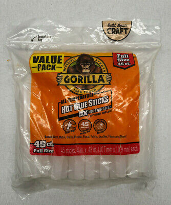 Gorilla Clear All Temp Hot Glue Sticks 4 Inch Full Size 45 Count Value Pack • 16.09€