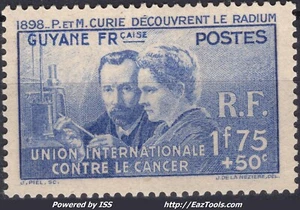 GUYANE PIERRE ET MARIE CURIE 1Fr75 + 50c OUTREMER N° 149 NEUF ** SANS CHARNIERE - Picture 1 of 2